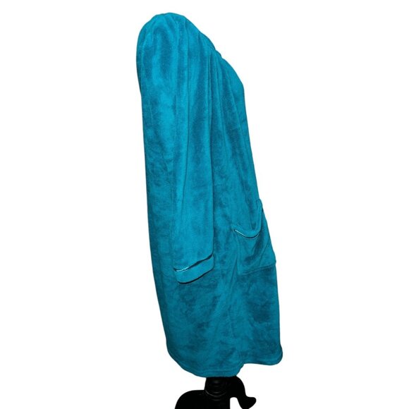 Vintage Rebecca Malone Blue Velour Floral Embroidered Sleep Nightgown Robe Sz XL - Picture 12 of 16